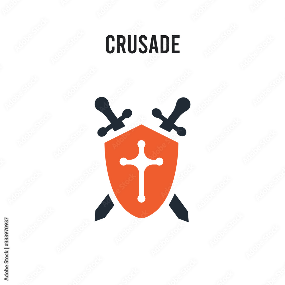 Crusade vector icon on white background. Red and black colored Crusade icon. Simple element illustration sign symbol EPS Crusade vector icon on white background. Red and black colored Crusade icon. Simple element illustration sign symbol EPS