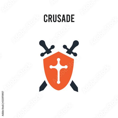 Crusade vector icon on white background. Red and black colored Crusade icon. Simple element illustration sign symbol EPS