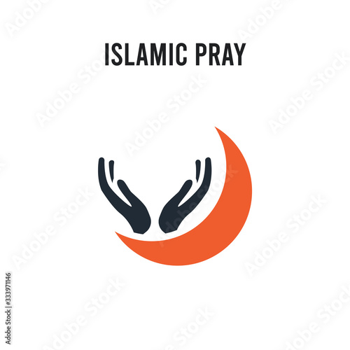 Islamic Pray vector icon on white background. Red and black colored Islamic Pray icon. Simple element illustration sign symbol EPS