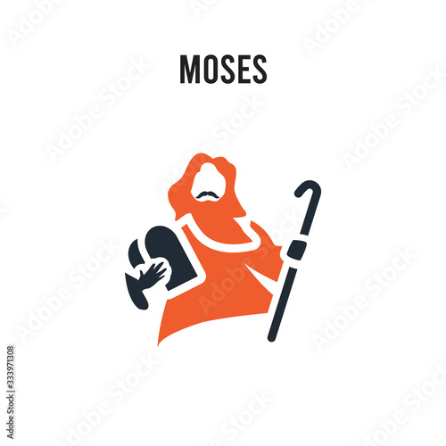 Moses vector icon on white background. Red and black colored Moses icon. Simple element illustration sign symbol EPS
