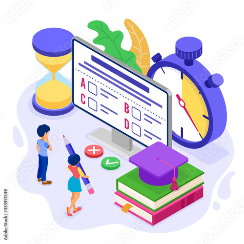 Online distance education exam test