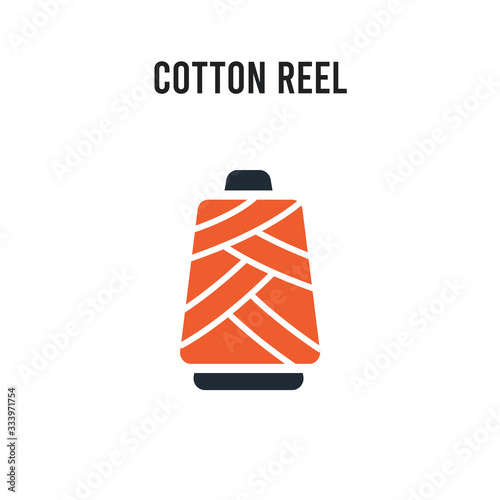cotton reel vector icon on white background. Red and black colored cotton reel icon. Simple element illustration sign symbol EPS