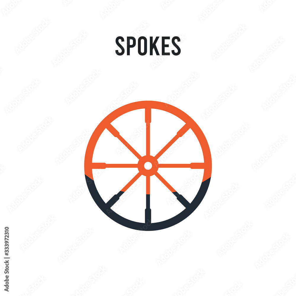 Spokes vector icon on white background. Red and black colored Spokes icon. Simple element illustration sign symbol EPS