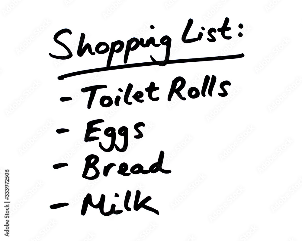 Essential Supplies on a Shopping List Essential Supplies on a Shopping List