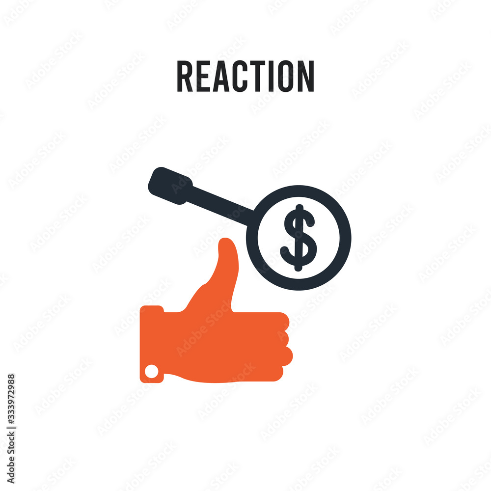 Reaction vector icon on white background. Red and black colored Reaction icon. Simple element illustration sign symbol EPS