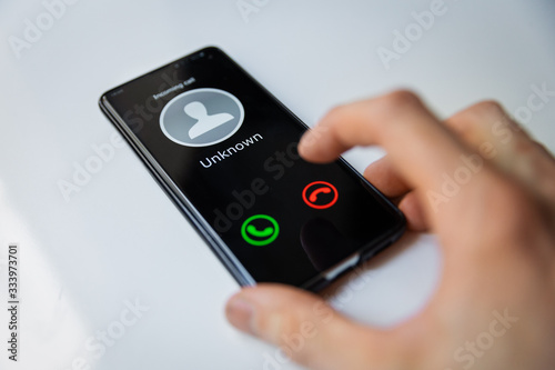 Obraz na plátne smartphone with incoming call from unknown person