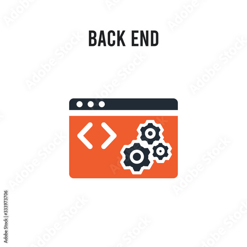 Back End vector icon on white background. Red and black colored Back End icon. Simple element illustration sign symbol EPS