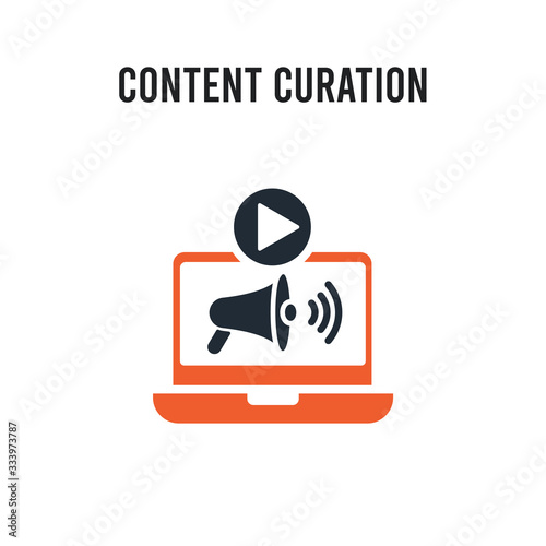 Content curation vector icon on white background. Red and black colored Content curation icon. Simple element illustration sign symbol EPS