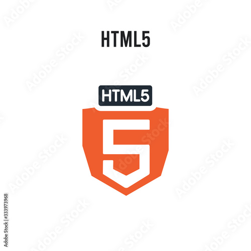 HTML5 vector icon on white background. Red and black colored HTML5 icon. Simple element illustration sign symbol EPS