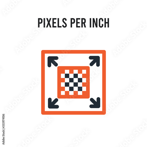 Pixels per Inch vector icon on white background. Red and black colored Pixels per Inch icon. Simple element illustration sign symbol EPS