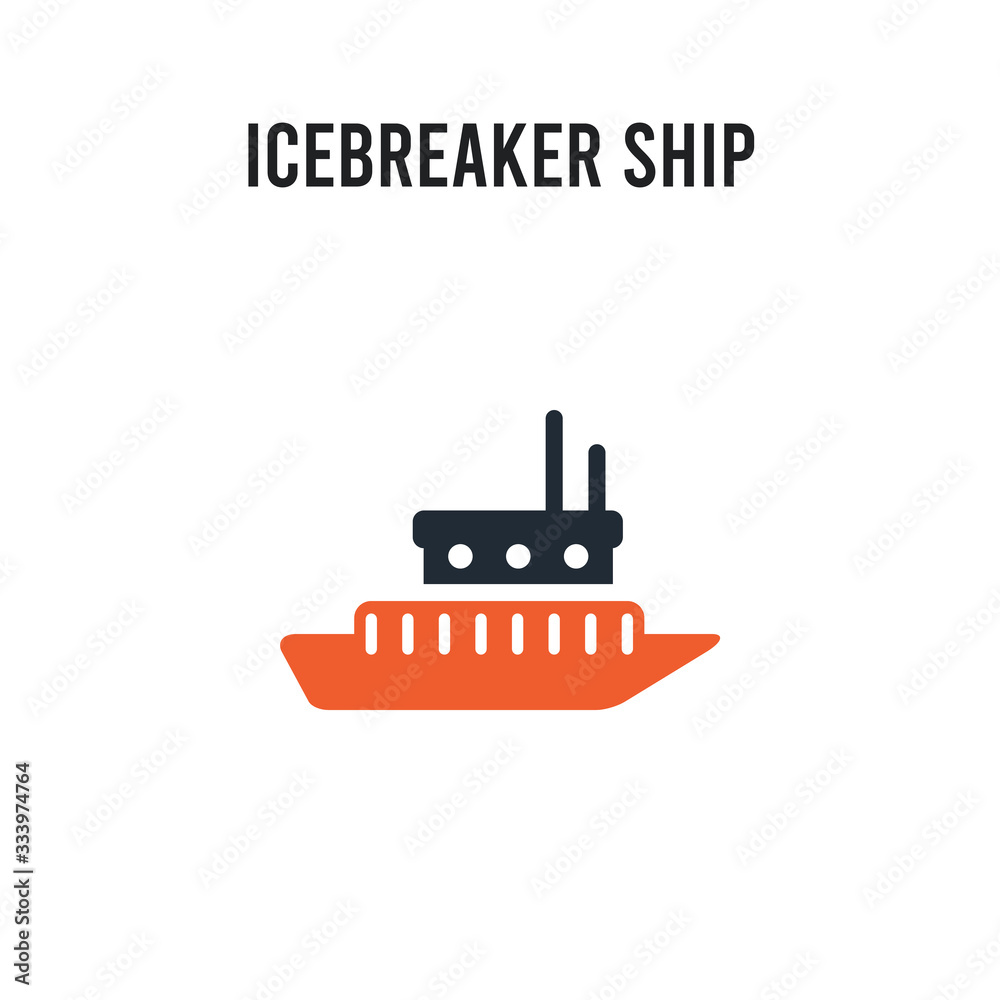 icebreaker ship vector icon on white background. Red and black colored icebreaker ship icon. Simple element illustration sign symbol EPS
