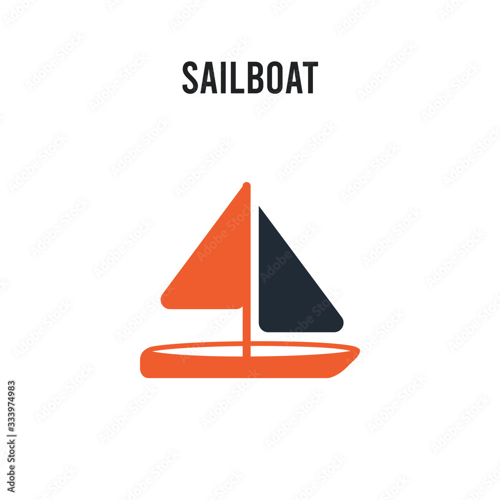 Fototapeta premium Sailboat vector icon on white background. Red and black colored Sailboat icon. Simple element illustration sign symbol EPS
