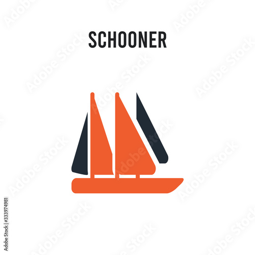 schooner vector icon on white background. Red and black colored schooner icon. Simple element illustration sign symbol EPS
