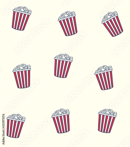 Pattern with many pop corn. Vector illustrations design background.