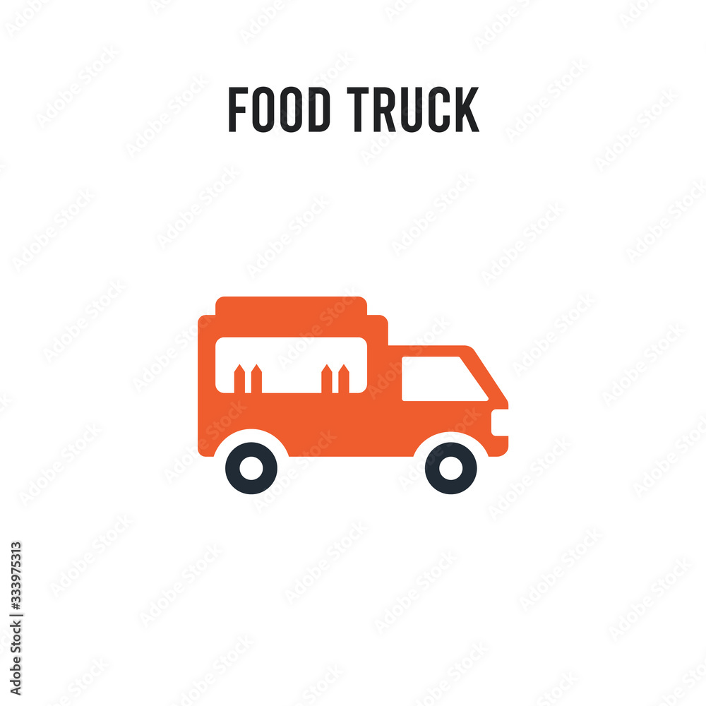 Food truck vector icon on white background. Red and black colored Food truck icon. Simple element illustration sign symbol EPS Food truck vector icon on white background. Red and black colored Food truck icon. Simple element illustration sign symbol EPS