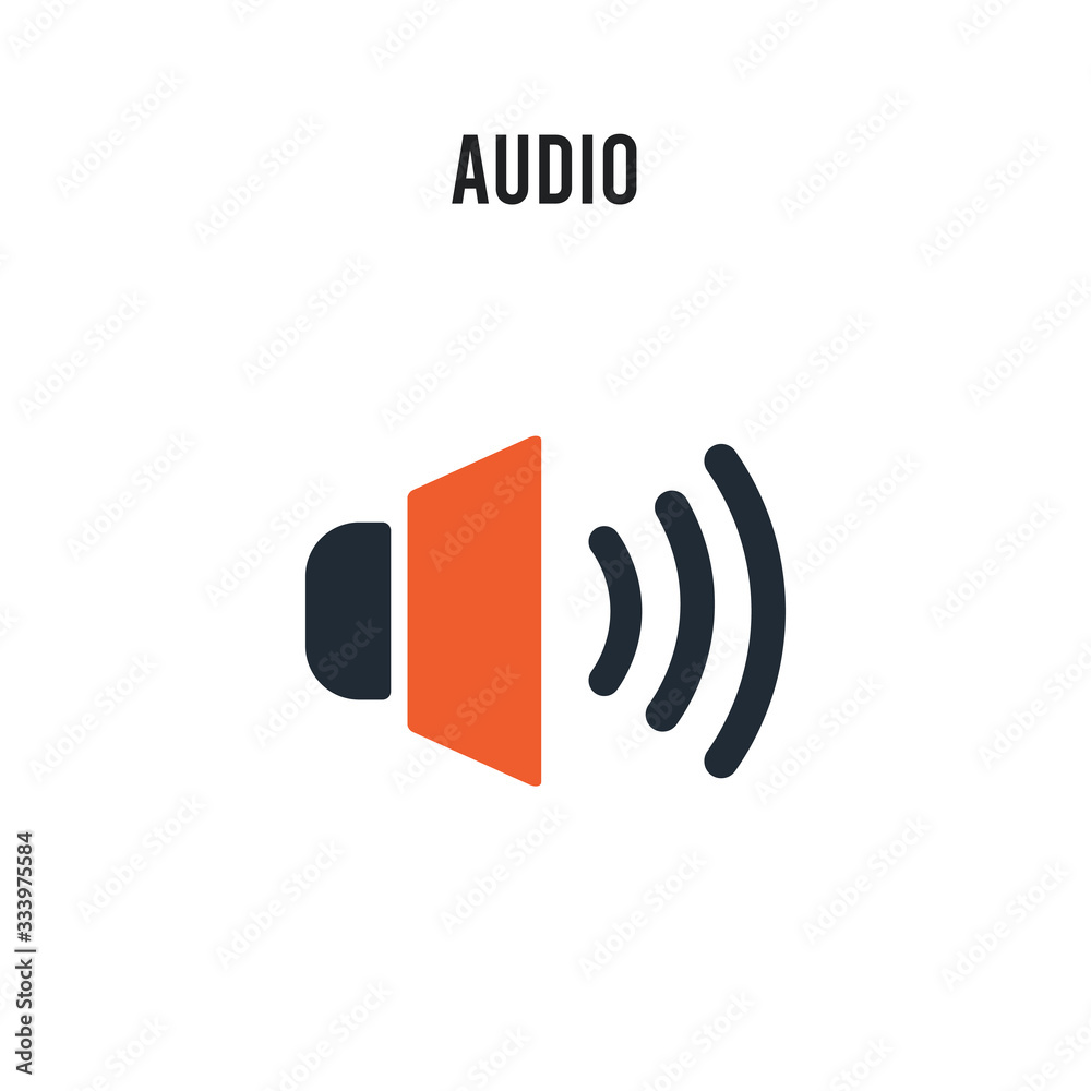 Audio vector icon on white background. Red and black colored Audio icon. Simple element illustration sign symbol EPS Audio vector icon on white background. Red and black colored Audio icon. Simple element illustration sign symbol EPS