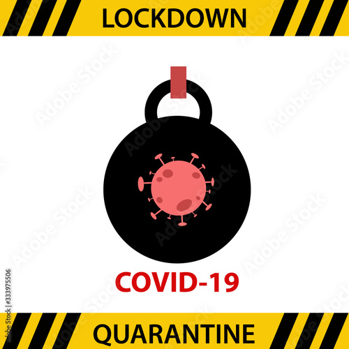 Corona virus staying at home (self quarantine-isolation) lockdown vector illustration. Corona virus self-quarantine. Self-isolation shield from coronavirus. 