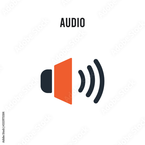 Audio vector icon on white background. Red and black colored Audio icon. Simple element illustration sign symbol EPS