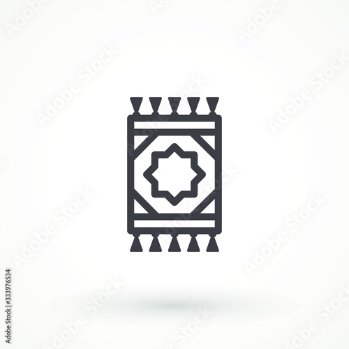 Carpet rug icon. Editable stroke linear outline Turkish Islamic Prayer carpet Praying logo icon