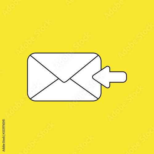 Vector illustration concept of receive message or email with envelope and arrow moving left.