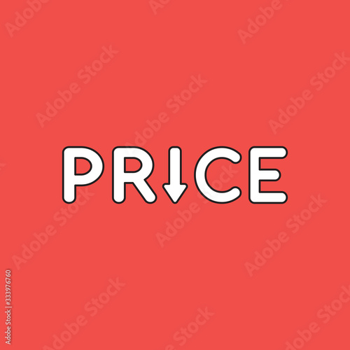 Vector illustration concept of price word with arrow moving down.