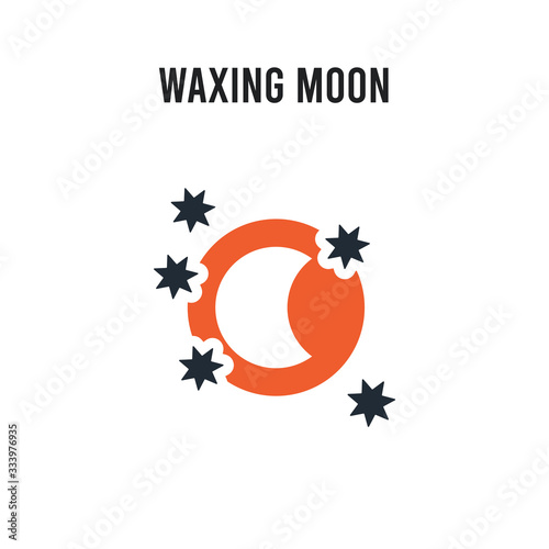 Waxing moon vector icon on white background. Red and black colored Waxing moon icon. Simple element illustration sign symbol EPS