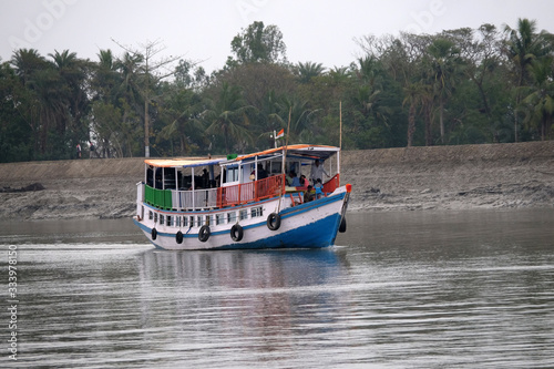 Tourist boats starting their sightseeing trips in Sundarbans, West Bengal, India