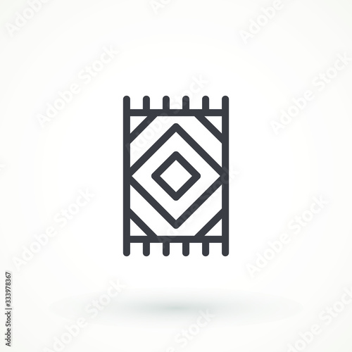 Carpet rug icon. Editable stroke linear outline Turkish Islamic Prayer carpet Praying logo icon