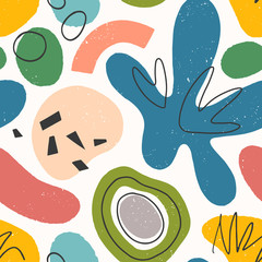 Crédence de cuisine Formes géométriques patrons Doodles organiques colorés style scandinave  © Xenia Artwork 