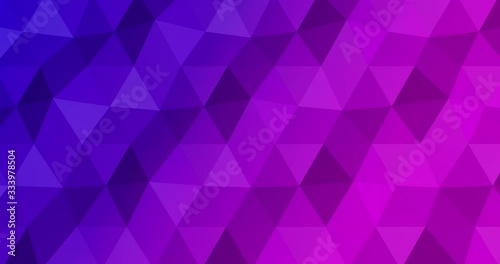 Abstract low polygonal gradient background. 3d generated seamless loop animation. Geometric shapes with triangle segments. Trendy colors.