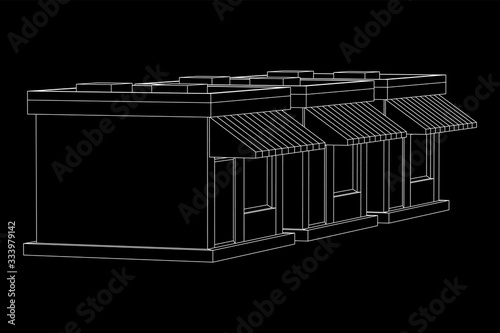 Shop market stores. Small business concept. Wireframe low poly mesh vector illustration.