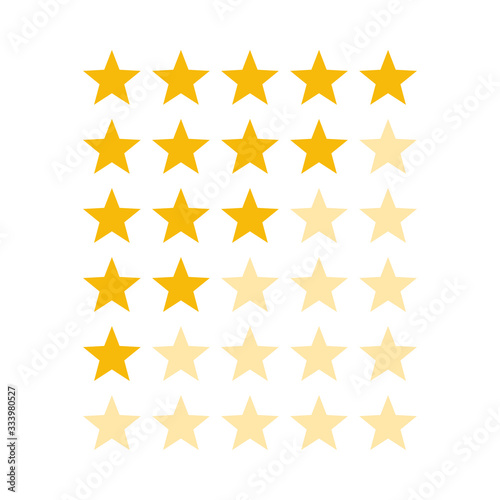 Stars for rating or review. Feedback rate of satisfaction. Level