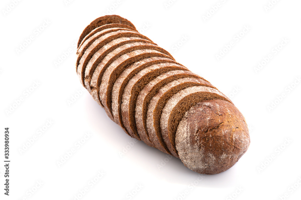 Sliced wholegrain bread on isolated white background closeup Sliced wholegrain bread on isolated white background closeup