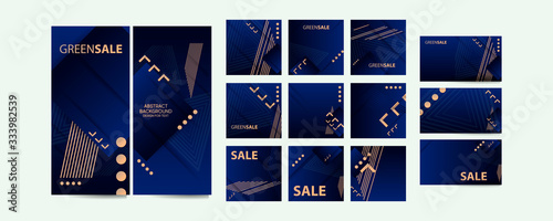 Set geometric blue fluid shapes eps 10. Flowing and liquid abstract gradient background for banner, poster or book. vector design