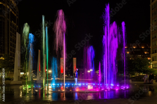 Colorful Fountain in Boston City