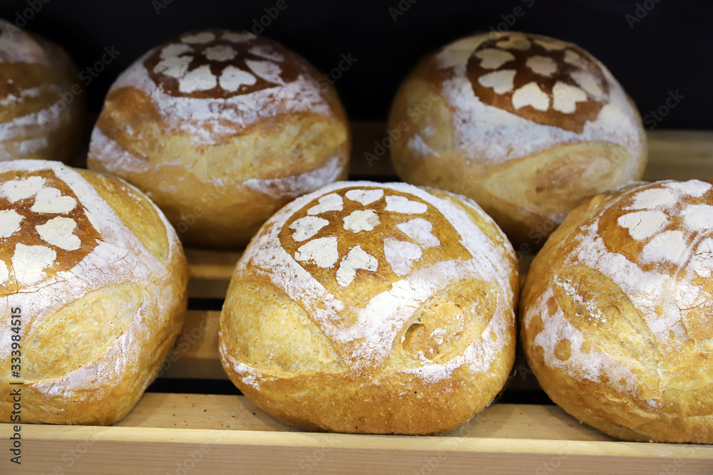 Freshly baked bread in rustic settings