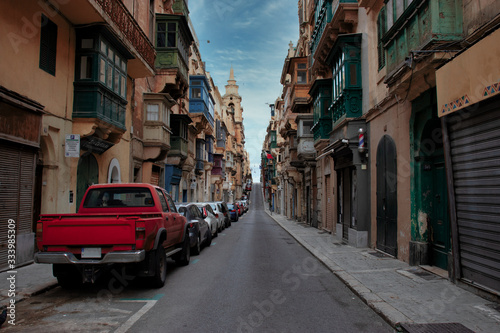 Valletta, Malta empty street in Malta capital city. lockdown