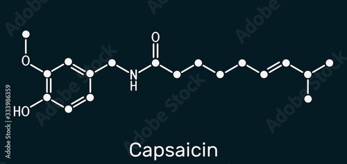 фотографія Capsaicin,  alkaloid, C18H27NO3 molecule