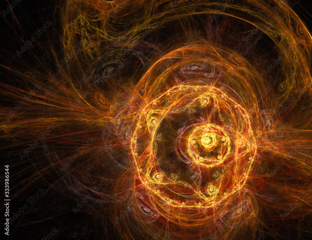 Naklejka premium orange fractal on black