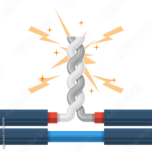 Twisting of wires shorting, high-voltage cable  shunt fault, short circuit