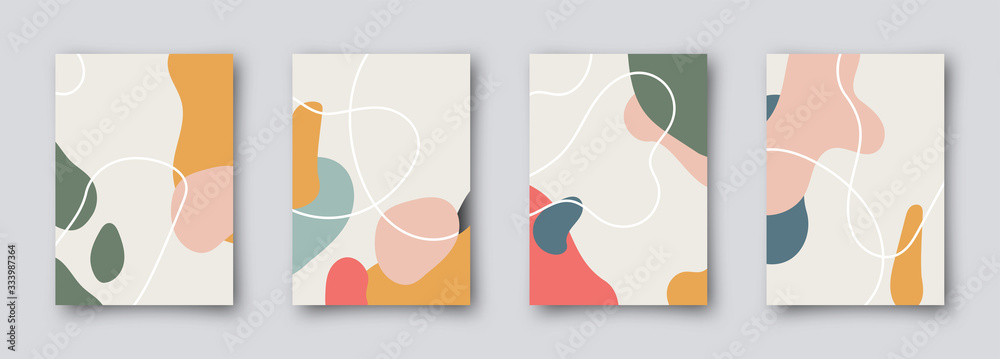Modern brochure covers set, futuristic design. Abstract Diffuse colored spots background. Vector template minimalist poster, pop art flyer, hipster style, typography wallpaper Art, print, web banner.
