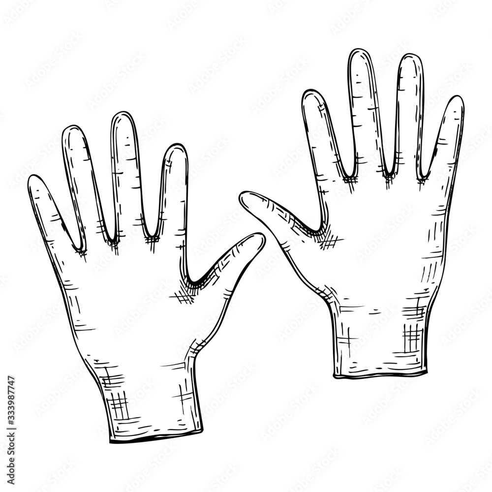Drawing hand human protection glove medical Vector Image