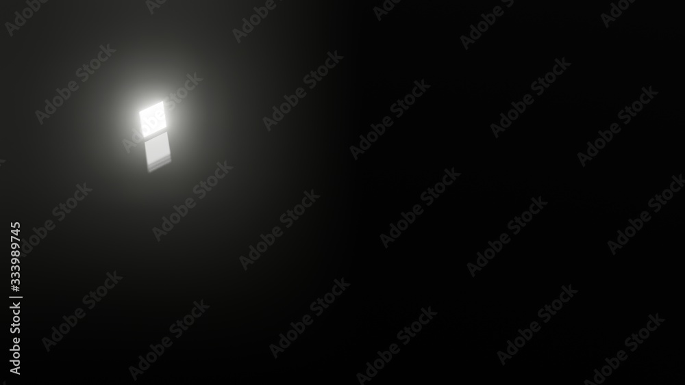 3d illustration of the white glowing square in the dark empty background