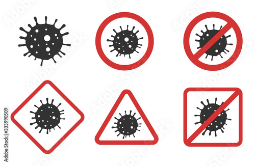 Vector Coronavirus Covid-19 bacteria sign set