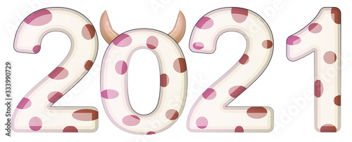 Chinese new year. 2021 New year. Metal ox horoscope sign. 2021 design. New year symbol. 2021 logo design. C