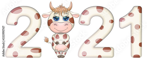 Chinese new year. 2021 New year. Metal ox horoscope sign. 2021 design. New year symbol. 2021 logo design. C