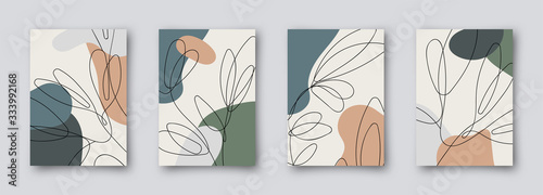 Colorful greeting wedding birthday invitation card illustration set. Flower vector memphis design concept collection