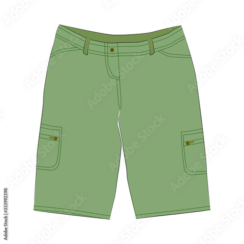Green men's, women's, unisex shorts for a summer hike in the mountains