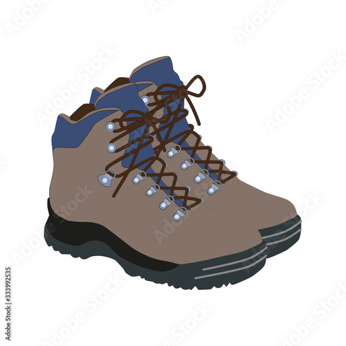 Hiking boots mountain shoes icon. Flat illustration of hiking boots mountain shoes.