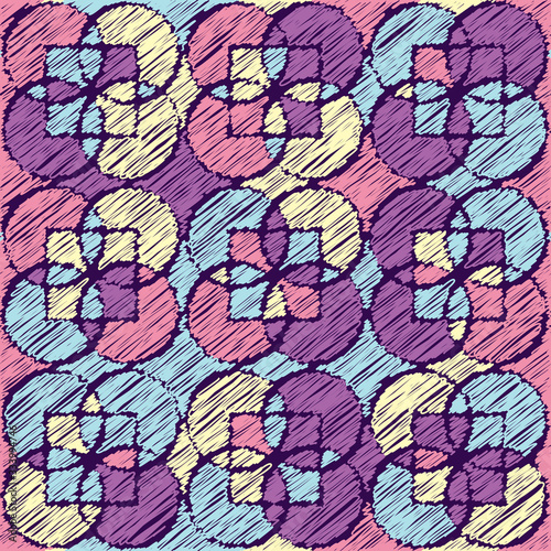 Circles and lines  seamless pattern.